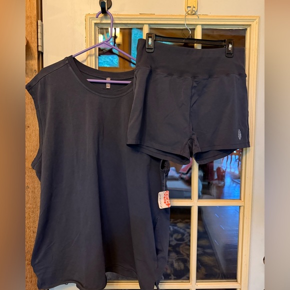 FP Movement by Free People Pants - Free People Movement Sleeveless Top and Shorts Set NWT Midnight